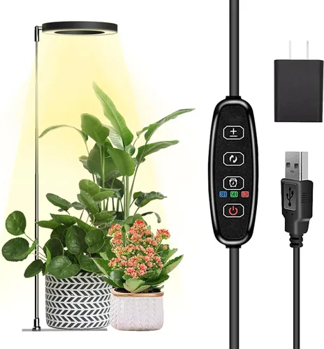 IMVSINCERE Halo - Luz de cultivo para plantas de interior, 72 LED, altura ajustable (6.5-25 pulgadas), lámpara de cultivo LED de espectro completo