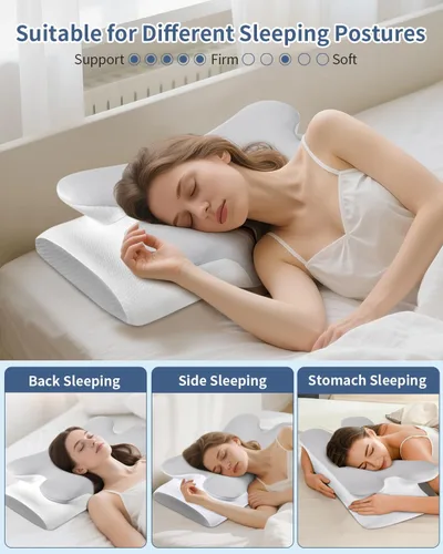 Miniatura 6 de Almohada Cervical para Alivio del Dolor de Cuello - Almohada Ergonómica para Dormir de Lado, Almohada de Espuma Viscoelástica con Contorno