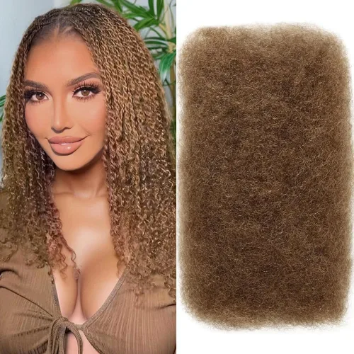 Miniatura 8 de Afro Kinkys - Extensiones de cabello humano trenzado a granel para torsión, 1 paquete de 1.76 oz (50 g), extensiones de rastas de reparación