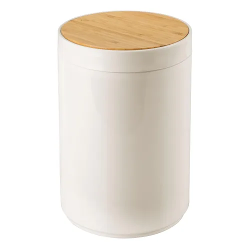 Miniatura 7 de mDesign Basurero de plástico redondo pequeño - Papelera de basura con contenedor de tapa de cierre oscilante - Papelera de baño - Sostiene residuos