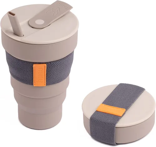 Miniatura 9 de Taza de café plegable HuNu con tapa - Taza de silicona plegable reutilizable y apta para microondas, taza plegable, taza de viaje portátil
