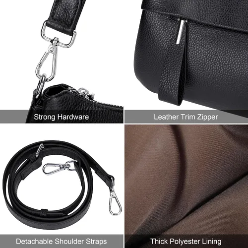Miniatura 7 de Over Earth Genuine Leather Crossbody Bags for Women Small Hobo Handbags Shoulder Purses with 2 Detachable Straps