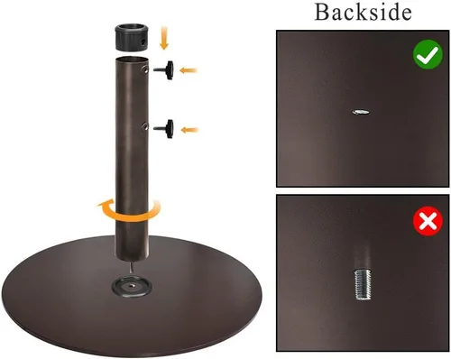 Miniatura 6 de EliteShade USA - Base redonda resistente para sombrilla de hasta 140 libras, con placa de acero para patio al aire libre, jardín o mesa de patio