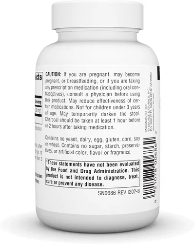 Miniatura 3 de Source Naturals Carbón - 100% Puro Activado, Ayuda Digestiva - 100 Cápsulas