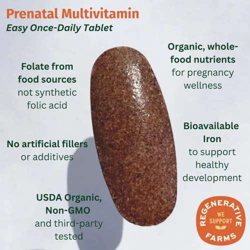 Miniatura 3 de Multivitamínico prenatal una vez al día para mujeres para concepción, embarazo, posparto y lactancia, folato, hierro y mezcla de alimentos