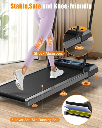 Miniatura 5 de HCOIW Alfombrilla de caminata con inclinación - Cinta de correr portátil para debajo del escritorio, alfombrilla de caminata con asa, 2.5HP de bajo