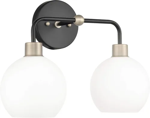 Miniatura 7 de Linea di Liara Lukasa - Moderna lámpara de tocador de baño, 2 luces sobre espejo, color negro mate y dorado, para lámparas de baño, cubiertas