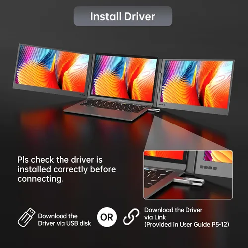 Miniatura 2 de MT-VIKI Extensor de pantalla para laptop de 15.6 pulgadas, monitor potable para computadora portátil, solo una conexión de cable USB-C, compatible