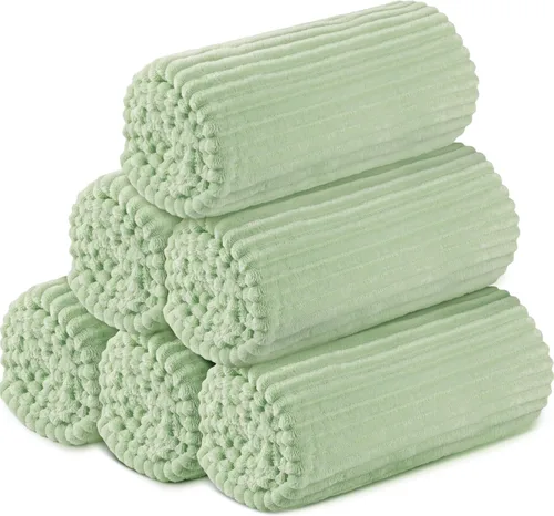 Miniatura 20 de Buryeah 6 Piezas Manta de Franela a Granel 50 x 60 pulgadas Manta para Pijamadas Boda al Aire Libre Manta Ligera, Certificado Oeko-tex Standard 100