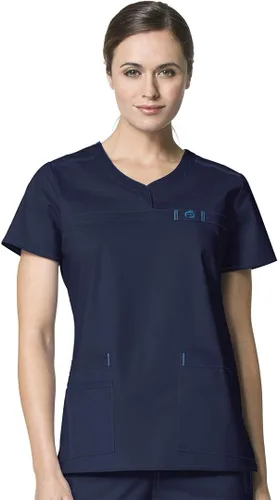Miniatura 3 de WonderWink WonderFLEX - Camiseta curvada con cuello muesca para mujer 6208 y pantalón deportivo con cremallera tipo cargo 5908 (XS - 3XL)