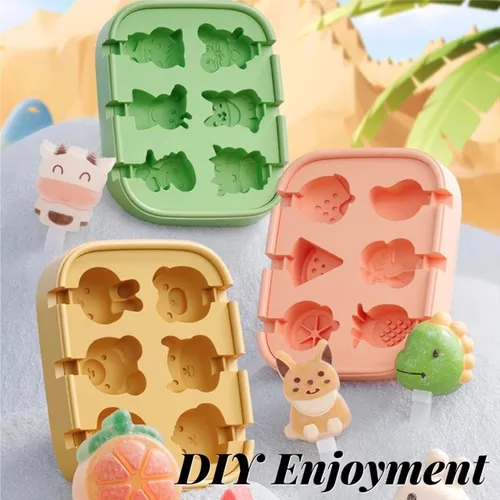 Miniatura 6 de Paquete de 2 moldes para paletas para niños, 6 piezas de silicona para hacer helados, moldes de helado congelados, accesorios de cocina, leche