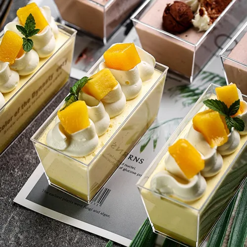 Miniatura 6 de DI QIU REN Paquete de 150 tazas de postre de plástico de 5 onzas con mini cucharas doradas y tapas, tazas de yogur transparente para parfait sirven