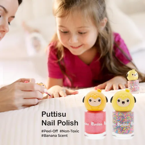 Miniatura 6 de Puttisu Glitter Pang Pang - Esmalte de uñas de alto brillo tipo adhesivo a base de agua, pelable, no tóxico (G05 estanque esmeralda)
