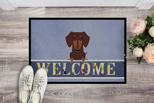 Miniatura 2 de Caroline's Treasures BB5712MAT - Tapete de bienvenida de chocolate con perro salchicha de 18 x 27 pulgadas, tapete para puerta delantera