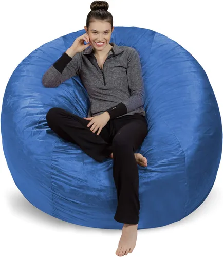 Miniatura 26 de Sofa Sack Funda para silla puff solamente, sin relleno, cómoda funda de repuesto para silla redonda, 5 pies, color carbón Carbón - Solo funda