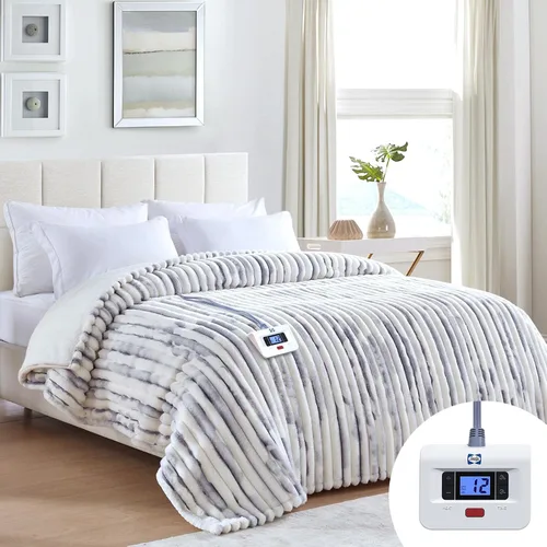Miniatura 11 de Sealy - Manta eléctrica con calefacción tamaño 50"*60 pulgadas, súper acogedora de pelo sintético a Sherpa reversible con 6 niveles de calefacción