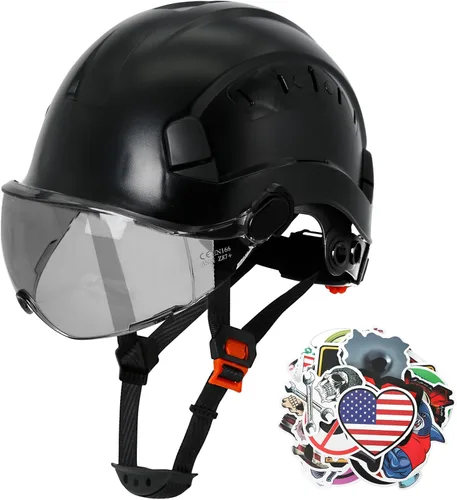 Miniatura 16 de AOLAMEGS Casco de seguridad de construcción – Casco de seguridad aprobado por ANSI Z89.1 con visera y 50 calcomanías para casco duro deslizante Un