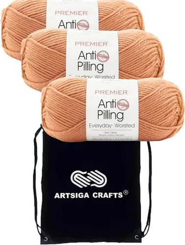 Miniatura 23 de Premier Yarns Everyday Anti-Pelusa Hilo Sólido Verde Pino DN100-8 (6-Madejas - Mismo Lote de Tinta) #4 Peso Estambre Acrílico para Tejer