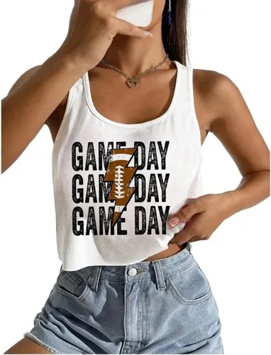Camiseta sin mangas para el día del partido, camiseta sin mangas para mujer, sexy, de fútbol, vintage, para temporada deportiva