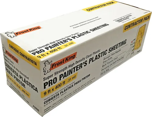 Miniatura 2 de Frost King P9400, lámina de plástico para pintores de alta densidad, 9 pies x 400 pies x 0.31 mil, transparente, paquete dispensador