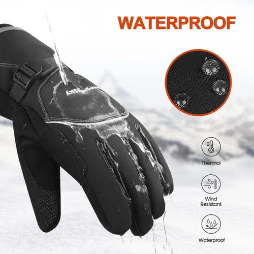 Miniatura 3 de UJUJIA -Guantes de invierno de 40 , guantes de esquí y snowboard para hombres y mujeres, guantes térmicos cálidos para clima frío, impermeables