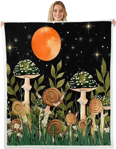 Miniatura 24 de Erosebridal Manta de árbol de la vida, sol y luna para sofá cama, manta de forro polar gótico de polilla trippy, manta de sherpa cósmica