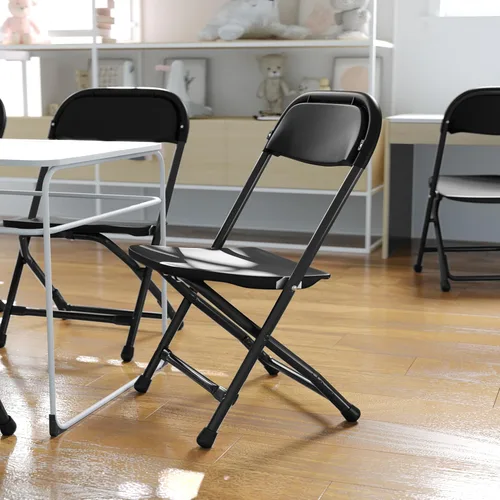 Miniatura 2 de Flash Furniture Paquete de 2 sillas plegables de plástico negro para niños