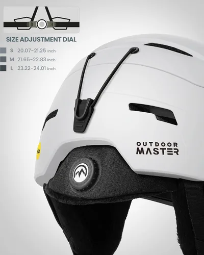 Miniatura 4 de OutdoorMaster ELK MIPS - Casco de esquí, casco deportivo de nieve y snowboard para hombres, mujeres y jóvenes Blanco Perlado