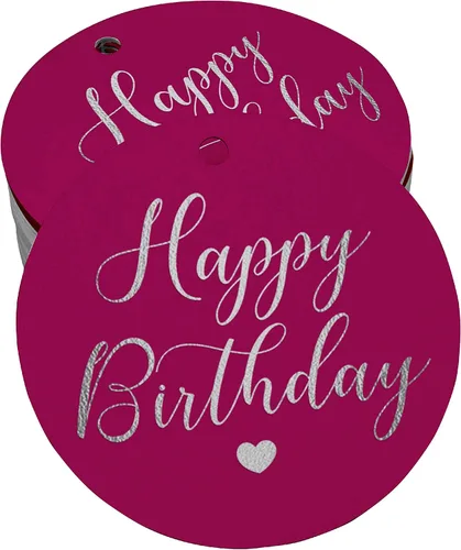 Miniatura 50 de Etiqueta de papel para colgar con texto en inglés «Happy Birthday» (50 unidades)
