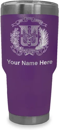 Miniatura 11 de LaserGram Taza aislada al vacío de 20 onzas, escudo de armas, República Dominicana, grabado personalizado incluido (gris)