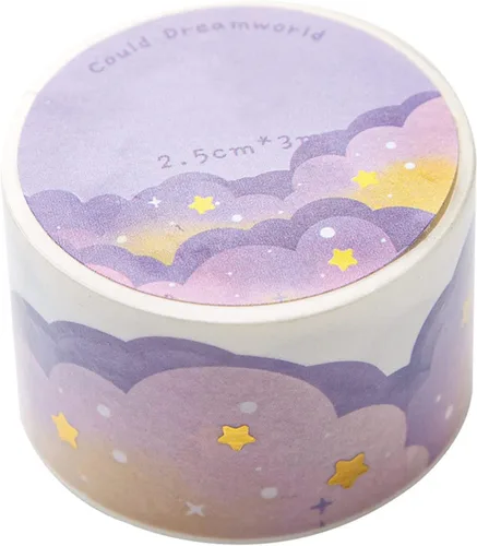 Miniatura 5 de Juego de 8 rollos de cinta Washi, Dream Clouds cinta decorativa de lámina dorada, cinta adhesiva decorativa para álbumes de recortes, artes