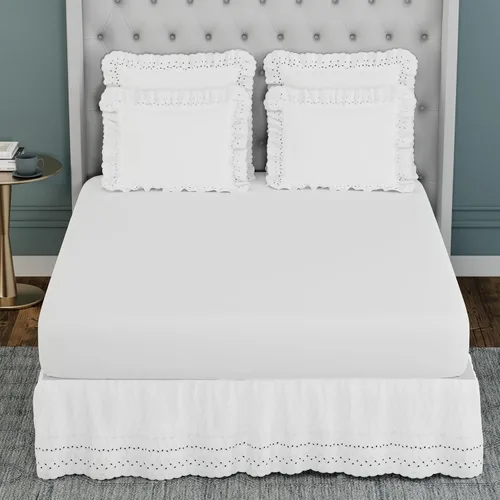 Miniatura 3 de Nuevas ideas Anilla Ruffled almohada 2 unidades Sham, Algodón, Blanco, Europeo