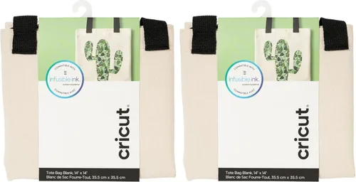 Cricut 2006830 Bolsa Tote en Blanco, Mediana Infusible Ink, Lona (Paquete de 2)