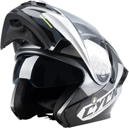Miniatura 3 de Casco integral para hombres y mujeres adultos con protector solar ahumado Una carrera gris brillante