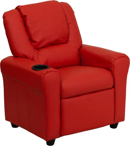 Miniatura 14 de Flash Furniture - Sillón reclinable contemporáneo para niños, color beige vinilo con base para vasos y reposacabezas
