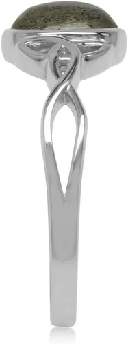 Miniatura 3 de Silvershake Anillo de plata de ley 925 con diseño de nudo celta triquetra Trinity de cabujón
