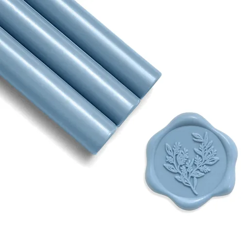 UNIQOOO Barras de Cera de Sellado Azul Polvoriento Claro para Pistola de Pegamento para Sello de Cera - Perfecto para Invitaciones de Boda, Sobres