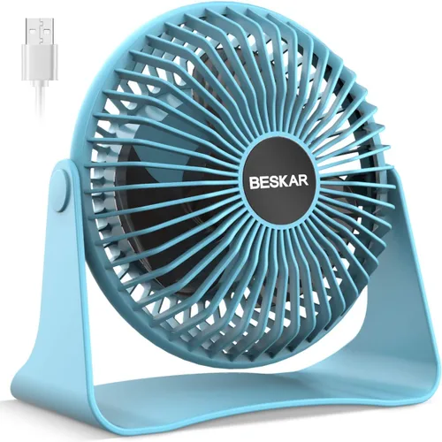 Miniatura 12 de BESKAR Ventilador de escritorio pequeño USB, ventiladores portátiles con 3 velocidades de flujo de aire fuerte, funcionamiento silencioso y rotación