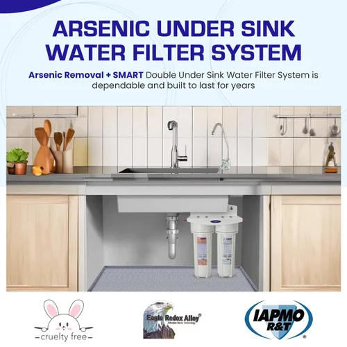 Miniatura 2 de Crystal Quest Filtro de agua de arsénico doble debajo del fregadero, filtración multietapa para cloro y contaminantes, alta capacidad de 10,000