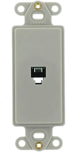 Miniatura 2 de Leviton Decora Insert, 6P4C, terminales de tornillo, 40649-T, almendra clara Marrón (Light Almond)