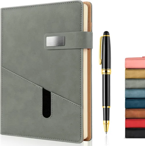 Miniatura 8 de Cuaderno A5 en blanco, cuaderno de bocetos de cuero de tapa dura recargable con bolsillo y hebilla magnética, 240 páginas gruesas de viaje para Negro