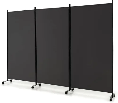 Miniatura 13 de GOFLAME Divisor de habitación plegable de 4 paneles, pantalla de privacidad enrollable de 6 pies con ruedas bloqueables, pantalla de partición