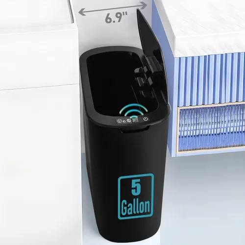 Miniatura 7 de TIPGO Cubo de basura de 5 galones con sensor de movimiento para baño con tapa, cubo de basura automático sin contacto, cesta de basura inteligente