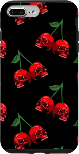Miniatura 12 de Cute Cherry Skull Pattern Red Scary Skulls Black Background Case for iPhone 17