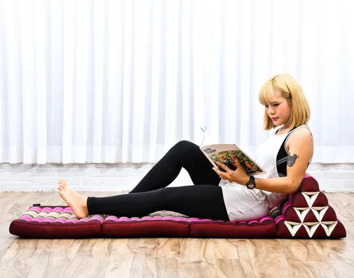 Miniatura 64 de Leewadee - Cojín Tailandés plegable para el suelo con respaldo para TV, sala de estar, colchón para exterior, 65.7 x 20.9 x 11.8 pulgadas, Kapok