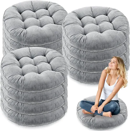 Almohadas de suelo Jerify 22 x 22 Pulgadas Redondas Cuadradas Grandes Almohada de meditación para piso para aula Meditación para adultos Picnic Gris