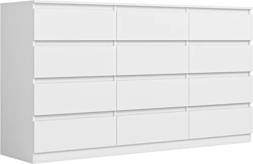 Miniatura 10 de Vibe & Dine Cómoda doble de 8 cajones, cómoda de madera moderna con amplio almacenamiento para armario, dormitorio, sala de estar, color negro