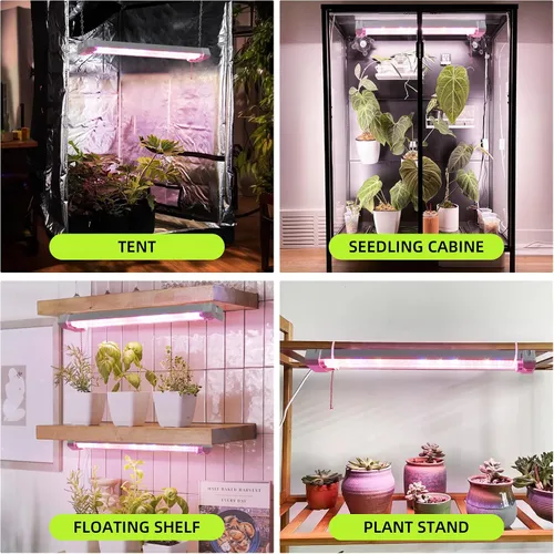 Miniatura 6 de Hlite Lámparas de cultivo de plantas ajustables de espectro completo de 16 pulgadas, luces de cultivo enlazables para plantas de interior, diseño