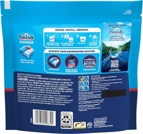 Miniatura 9 de Finish Power Cápsulas para lavavajillas, jabón detergente para lavavajillas sin enjuague previo para limpieza profunda y brillo con poder