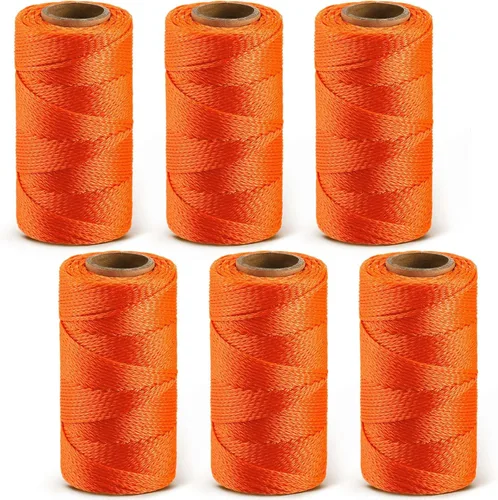 Miniatura 12 de Amylove Línea de cuerda de 6 rollos de nailon trenzado #18, cuerda de construcción trenzada de nailon de 500 pies, cuerda resistente para exteriores